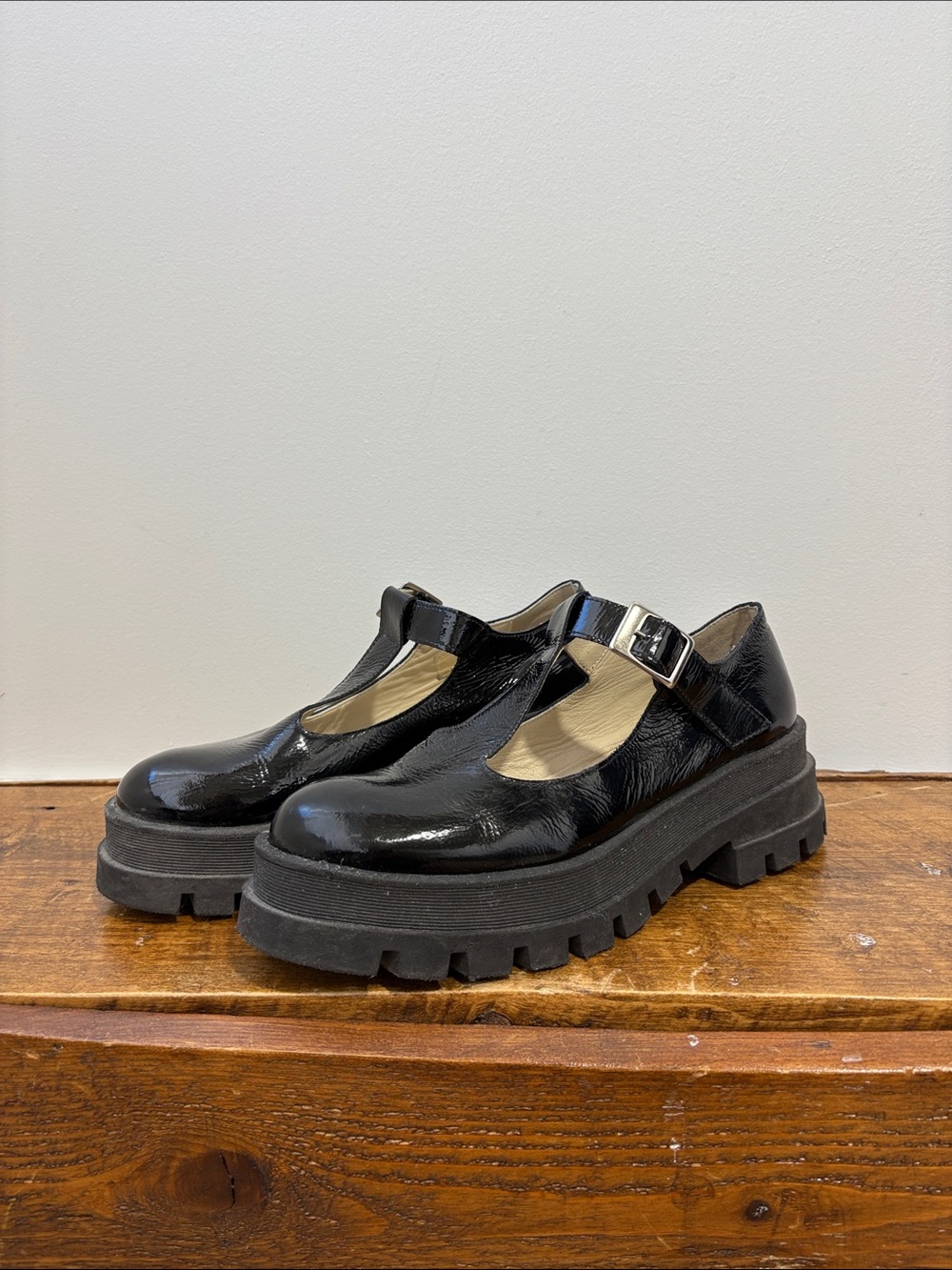 Genuine Leather Platform Lug Sole Mary Jane